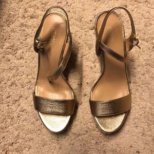 Michael Kors Jill Wedge Metallic Leather